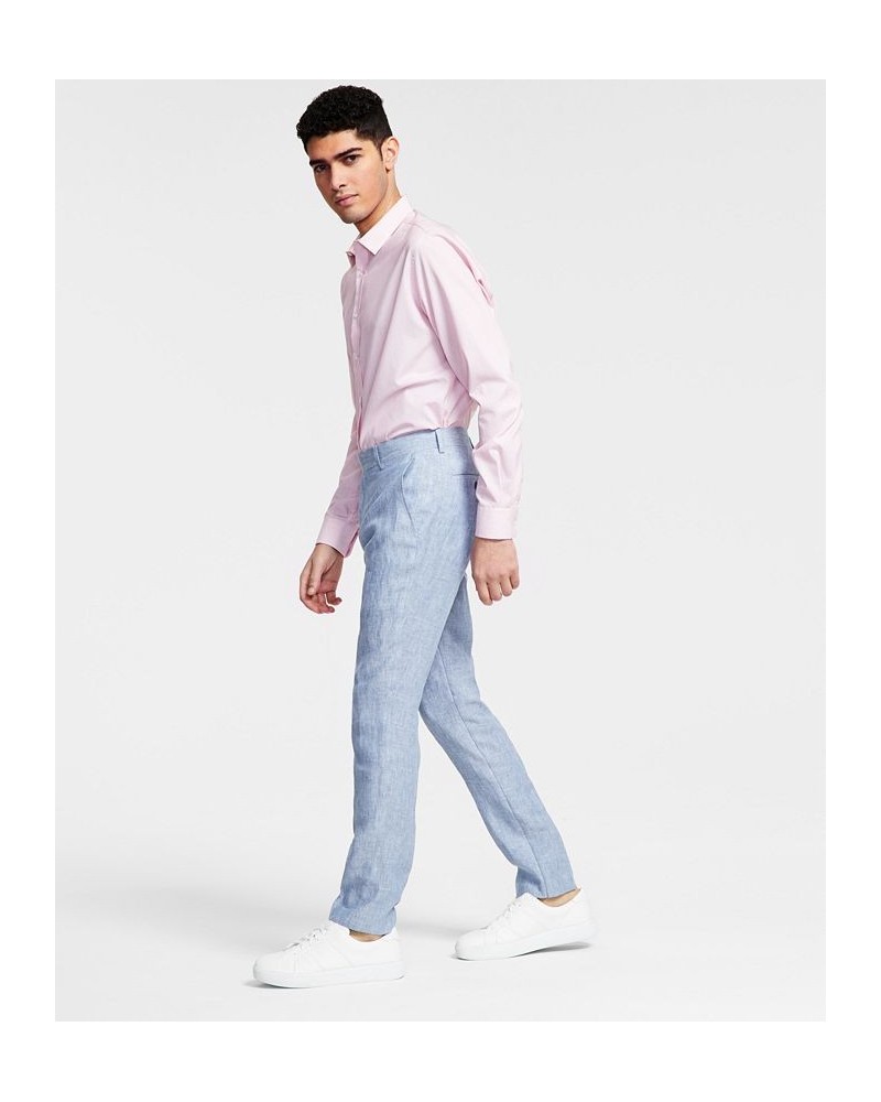 Men's Slim-Fit Linen Suit Pants Blue $31.35 Suits