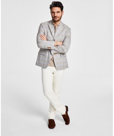 Men's Modern-Fit Plaid Sport Coat Tan/Beige $51.45 Blazers