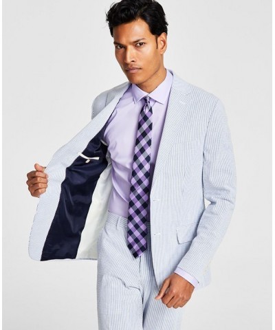 Men's Modern-Fit THFlex Seersucker Suit Jacket Blue $58.05 Suits