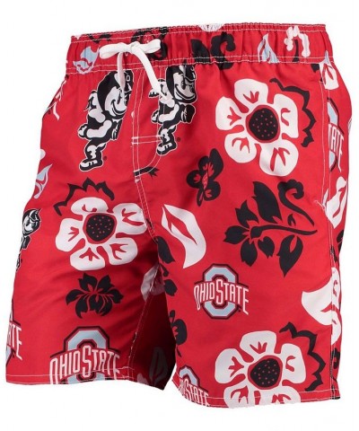 Men's Scarlet Ohio State Buckeyes Floral Volley Swim Trunks $23.46 Swimsuits