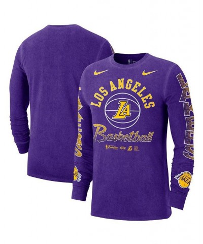 Men's Purple Los Angeles Lakers Courtside Retro Elevated Long Sleeve T-shirt $23.64 T-Shirts