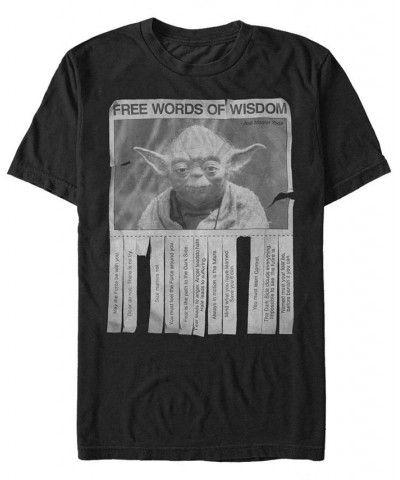 Men's Star Wars Words Of Wisdom Short Sleeve T-Shirt Black $15.40 T-Shirts