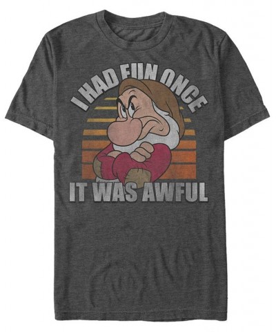 Disney Men's Snow White and the Seven Dwarfs Grumpy Had Fun Once, Short Sleeve T-Shirt Gray $18.19 T-Shirts
