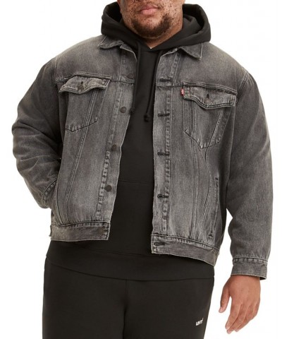 Men's Big & Tall Stretch Denim Trucker Jacket Gray $39.60 Jackets