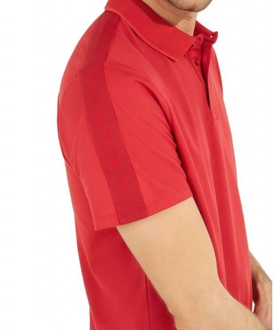Men's Logo Taped Tipped Collar Polo Shirt Pink $29.99 Polo Shirts