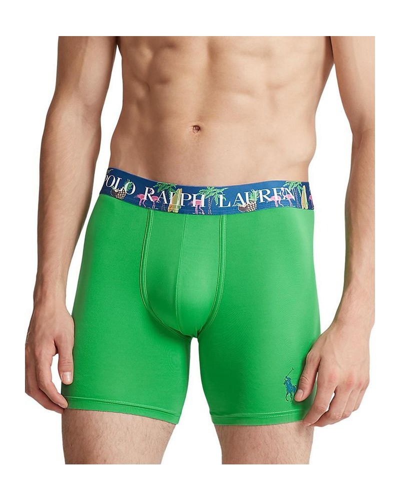 Men's Super-Soft Tropical-Print Boxer Briefs Green $20.40 Underwear