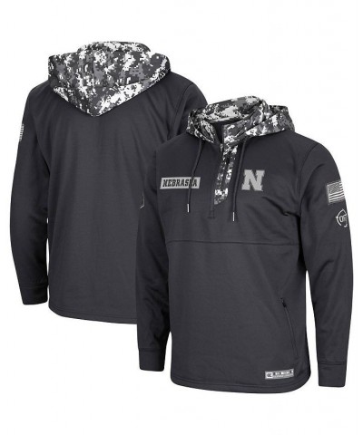 Men's Charcoal Nebraska Huskers OHT Military-Inspired Appreciation Digi Camo Quarter-Zip Hoodie $45.04 Sweatshirt