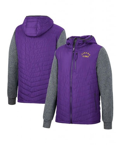 Men's Purple, Charcoal LSU Tigers Course Herringbone Full-Zip Hoodie $36.00 Jackets