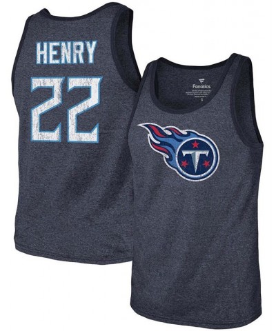 Men's Derrick Henry Navy Tennessee Titans Name Number Tri-Blend Tank Top $27.25 T-Shirts