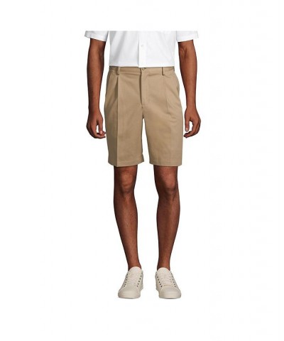 Men's Comfort Waist Pleated 9 Inch No Iron Chino Shorts Tan/Beige $29.38 Shorts