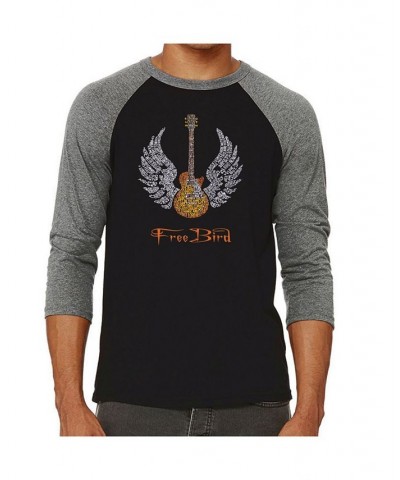 Lyrics to Free Bird Men's Raglan Word Art T-shirt Gray $20.70 T-Shirts