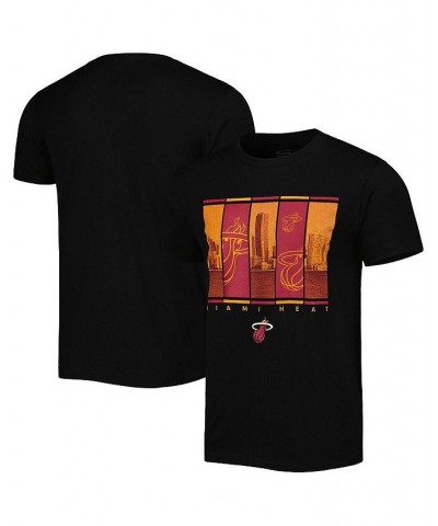 Men's Black Miami Heat City Skyline T-shirt $17.28 T-Shirts