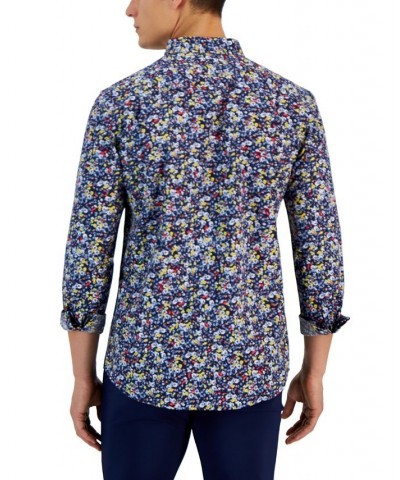 Ken Long Sleeve Button-Down Ditsy Floral Print Shirt Blue $16.00 Shirts