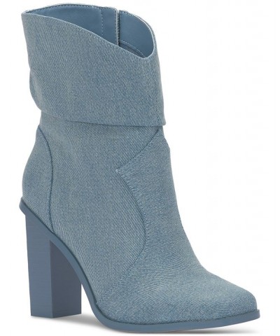 Women's Arrla Block-Heel Booties Blue $74.73 Shoes