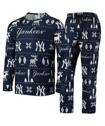 Men's Navy New York Yankees Ugly Pajama Sleep Set $36.39 Pajama