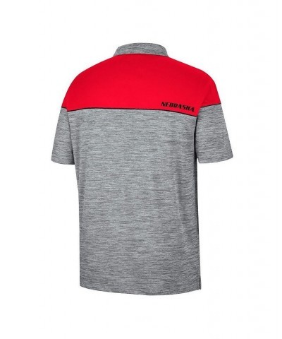 Men's Heathered Gray, Scarlet Nebraska Huskers Birdie Polo Shirt $23.65 Polo Shirts
