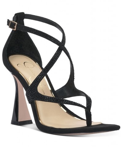 Women's Catarina Strappy Crisscross Dress Sandals Black $51.23 Shoes
