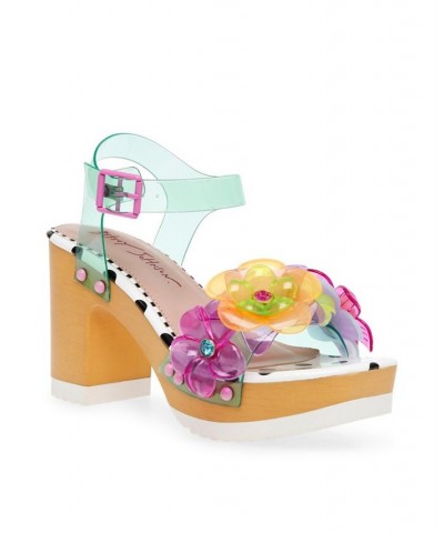 Women's Floryn Flower-Embellished Platform Heeled Sandal Light Purple $52.47 Shoes