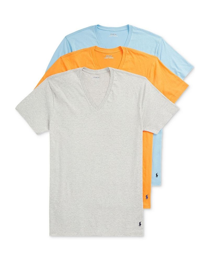 Men's Classic-Fit Cotton V-Neck T-Shirt, 3-Pack Andover Hthr / Resort Orange / Sutton Blue $28.05 Undershirt