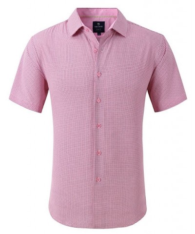 Men's Slim Fit Short Sleeve Performance Button Down Dress Shirt Pink $19.20 Dress Shirts