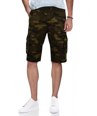 Men's Big and Tall Belted Double Pocket Cargo Shorts PD03 $27.90 Shorts