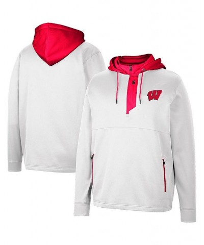 Men's White Wisconsin Badgers Luge 3.0 Quarter-Zip Hoodie $46.74 Sweatshirt