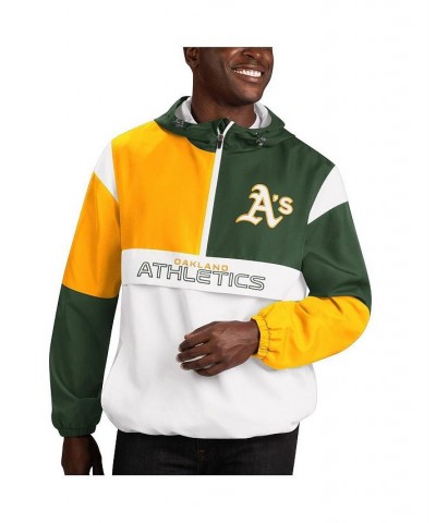 Men's Green, Gold Oakland Athletics Fair Catch Half-Zip Hoodie $50.60 Sweatshirt