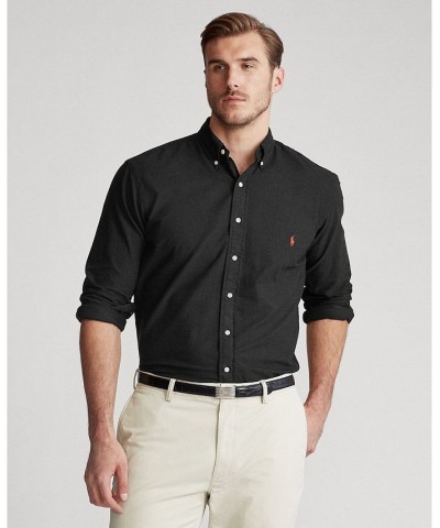 Men's Big and Tall Classic Fit Garment-Dyed Long-Sleeve Oxford Shirt Polo Black $56.70 Shirts