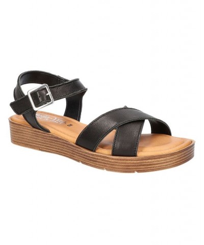 Women's Car-Italy Wedge Sandals Black $40.00 Shoes