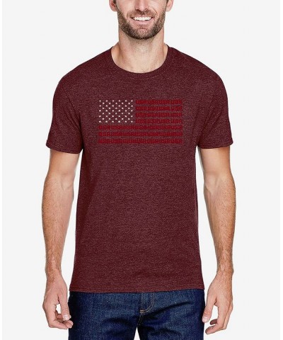 Men's Premium Blend Word Art USA Flag T-shirt Red $26.09 T-Shirts
