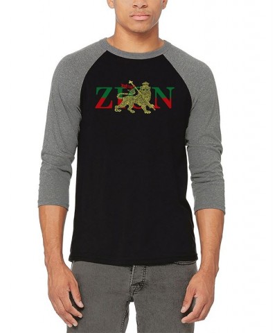 Men's Zion - One Love Raglan Baseball Word Art T-shirt Gray $18.00 T-Shirts