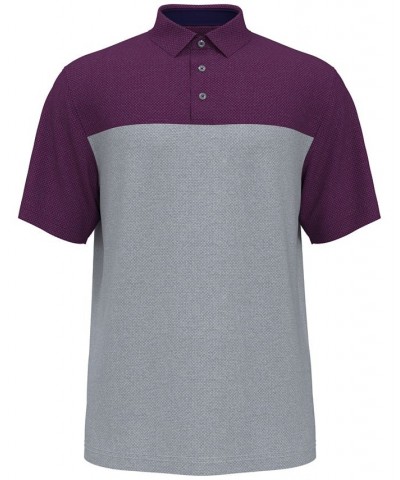 Men's Athletic-Fit Airflux Birdseye Block Print Short Sleeve Golf Polo Shirt PD04 $13.92 Polo Shirts