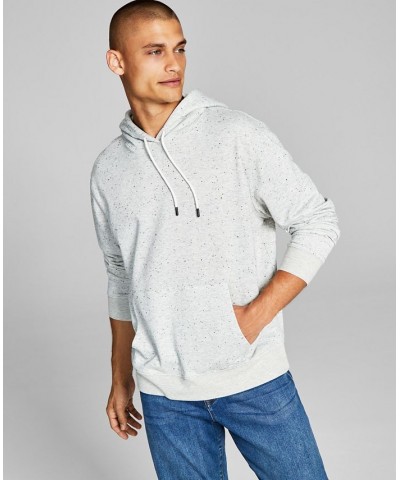 Men's Oversized-Fit Speckled French Terry Hoodie Gray $19.24 Sweatshirt