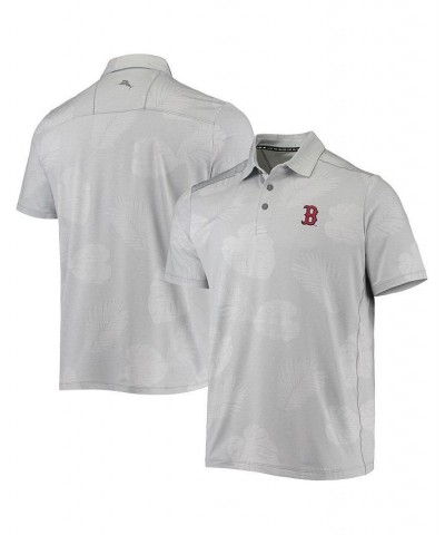 Men's Gray Boston Red Sox Palm Coast Delray Fond IslandZone Allover Polo Shirt $46.64 Polo Shirts