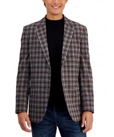 Men's Modern-Fit Plaid Tweed Sport Coat Gray $39.68 Blazers