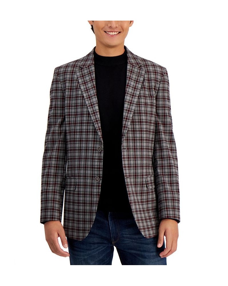 Men's Modern-Fit Plaid Tweed Sport Coat Gray $39.68 Blazers