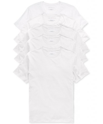 Men's Cotton Classic Crewneck T-Shirts, Pack of 5 White $35.78 Undershirt