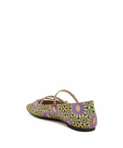 Women's The Evie Button Mary Jane Flats Purple $50.49 Shoes