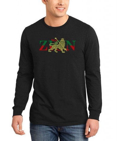 Men's Zion - One Love Word Art Long Sleeve T-shirt Black $18.40 T-Shirts