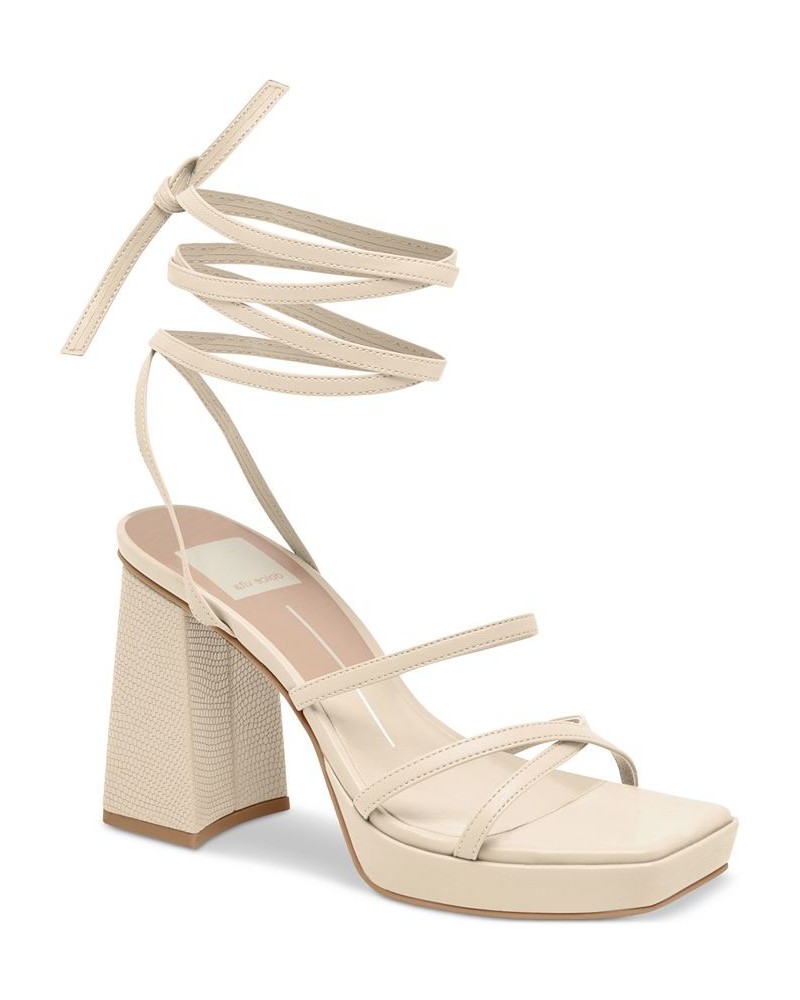 Women's Amanda Ankle-Tie Platform Sandals Ivory/Cream $66.00 Shoes