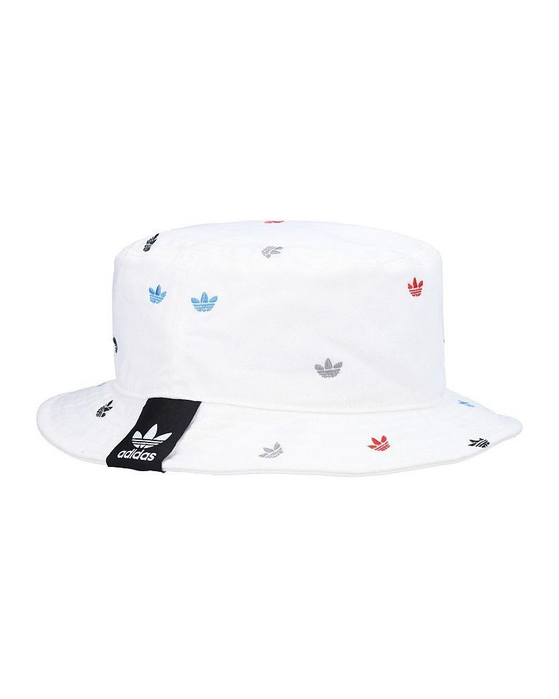 Men's White All-Over Print Trefoil Bucket Hat $13.94 Hats
