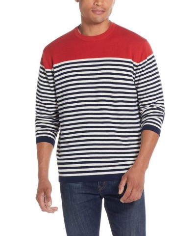 Men's Striped Crew Neck Sweater Blue $15.88 Sweaters