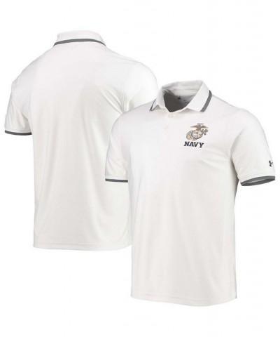 Men's White Navy Midshipmen Rivalry USMC Team Issue Performance Playoff 2.0 Pique Special Game Polo Shirt $33.60 Polo Shirts