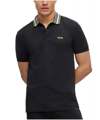 BOSS Men's Logo Collar Cotton-Blend Slim-Fit Polo Shirt Black $47.36 Polo Shirts