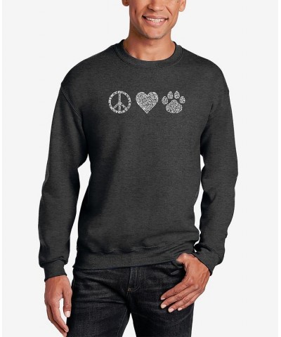 Men's Peace Love Cats Word Art Crew Neck Sweatshirt Gray $29.49 Sweatshirt