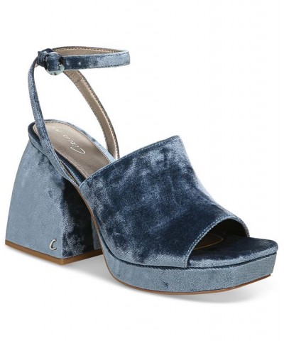 Miranda Two-Piece Platform Sandals Blue $53.46 Shoes