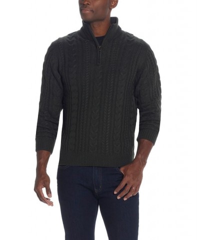 Men's Cable-Knit Quarter Zip Sweater Green $11.59 Sweaters