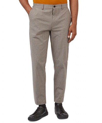 Men's Mini-Check Slim Taper Pants Brown $49.98 Pants