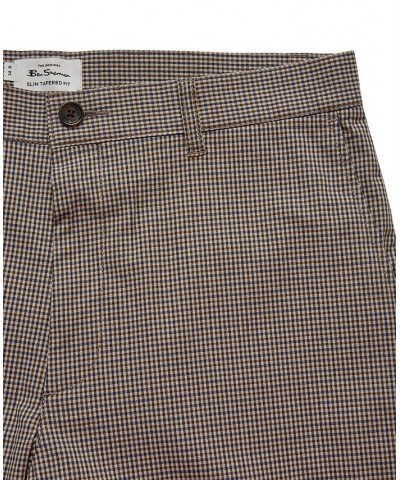 Men's Mini-Check Slim Taper Pants Brown $49.98 Pants