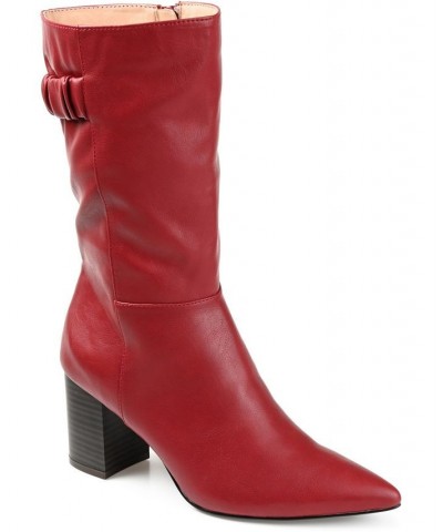 Women's Wilo Wide Calf Boots Red $52.80 Shoes